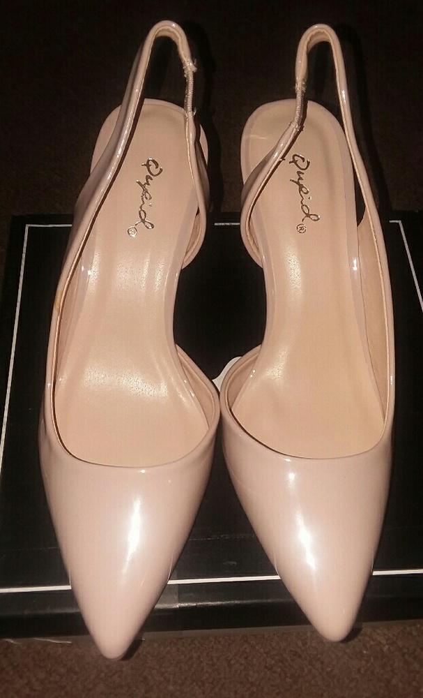 Nude slingback kitten heels